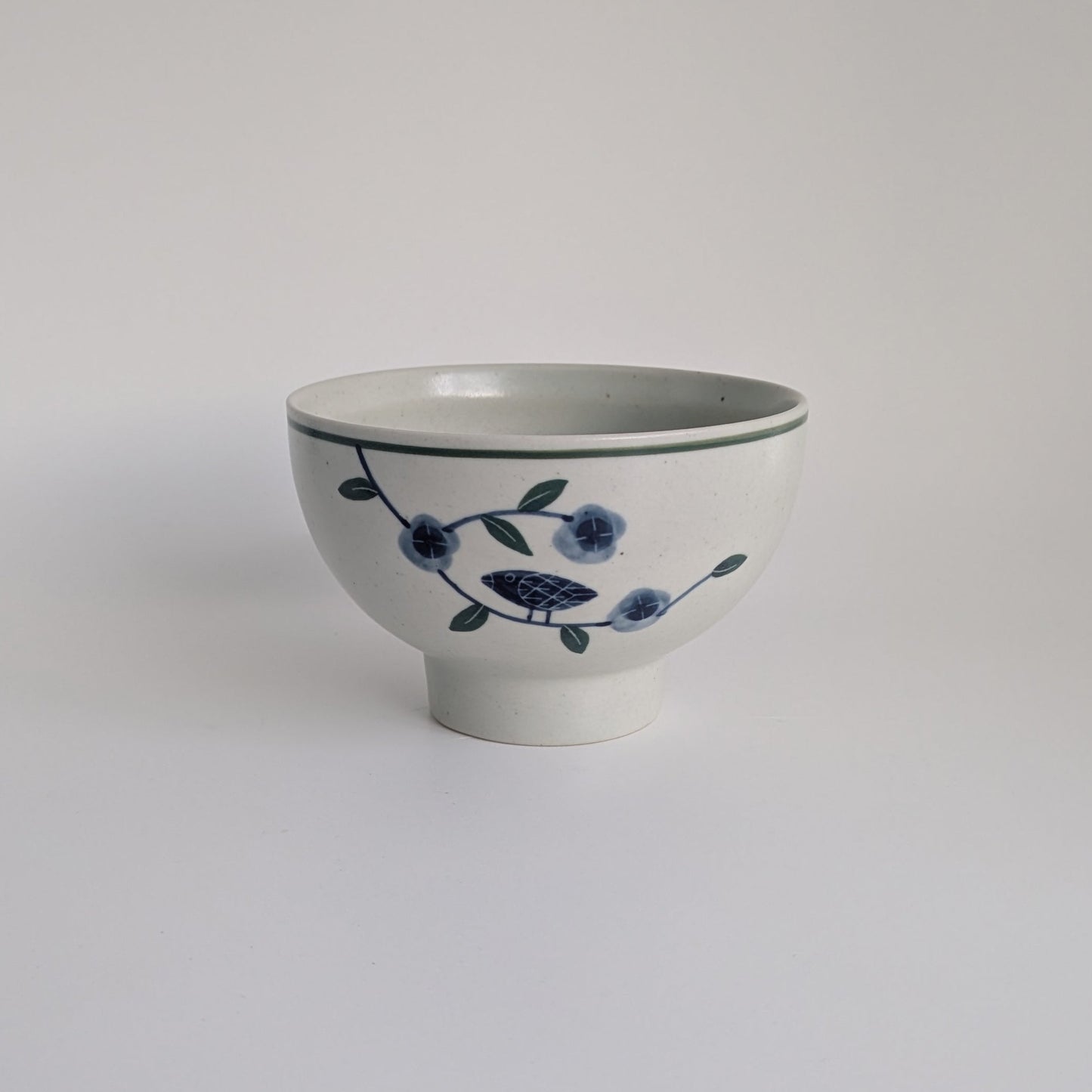 Minhwa Everyday Bowl – handcrafted Korean ceramic bowl with camellia and peony folk art pattern