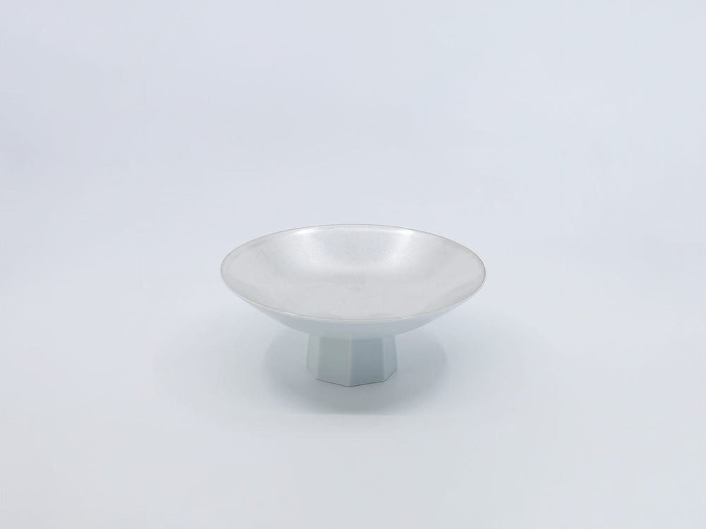 White Porcelain Octagon Bowl Stand_silve(ø 6.9")